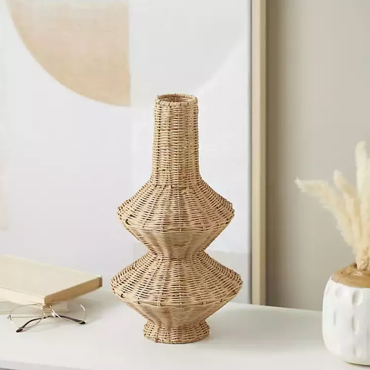 Discount Natural Rattan Hourglass Vase Vases