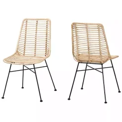 Kirklands Home Dining Chairs|Natural Rat Manhat Dining Chairs, Set of 2 Tan