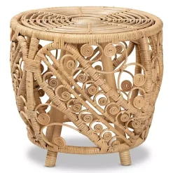 Kirklands Home Accent & End Tables|Natural Rat Open Woven Accent Table Tan