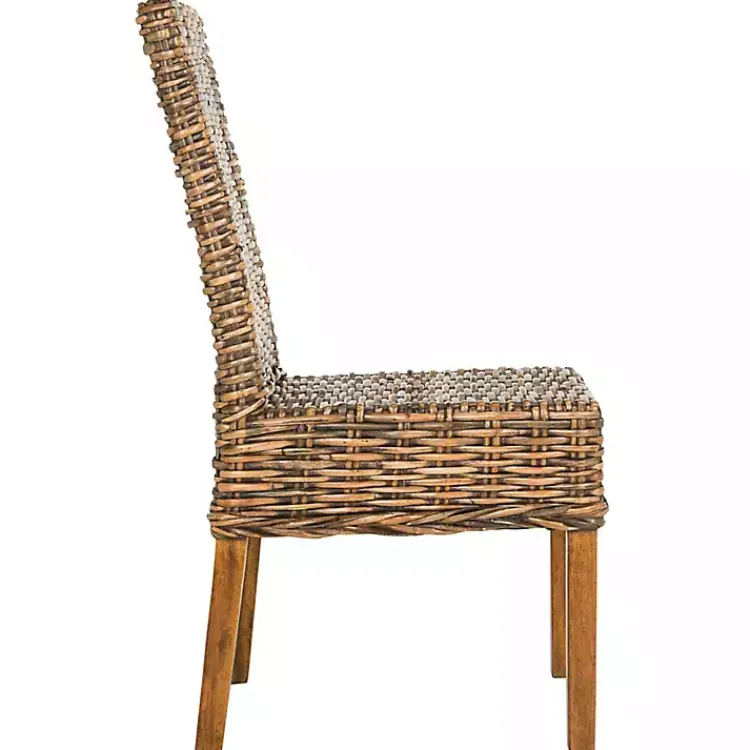 Kirklands Home Dining Chairs|Natural Rattan Wood Woven 2-pc. Dining Chair Set Brown