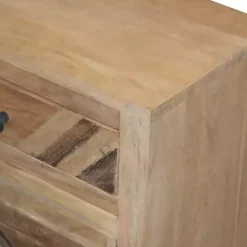 Kirklands Home Nightstands|Natural Reclaimed Wood Diagonal Slats Nightsd Tan