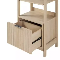 Kirklands Home Bookshelves|Natural Reeded Wood Holmes Narrow Bookcase Tan