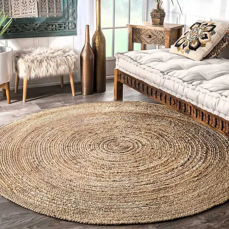 Kirklands Home Area Rugs|Natural Reno Woven Round Area Rug, 4 ft. Tan