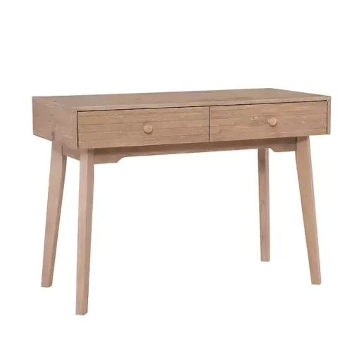 Kirklands Home Office Furniture|Natural Ripples 2-Drawer Wood Desk Brown