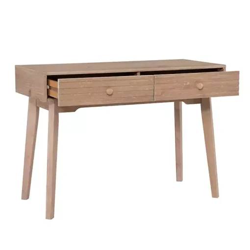 Kirklands Home Office Furniture|Natural Ripples 2-Drawer Wood Desk Brown