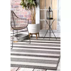 Kirklands Home Outdoor Rugs|Natural Robin Stripe Outdoor Rug, 5x7 Tan