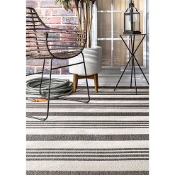 Kirklands Home Outdoor Rugs|Natural Robin Stripe Outdoor Rug, 5x7 Tan