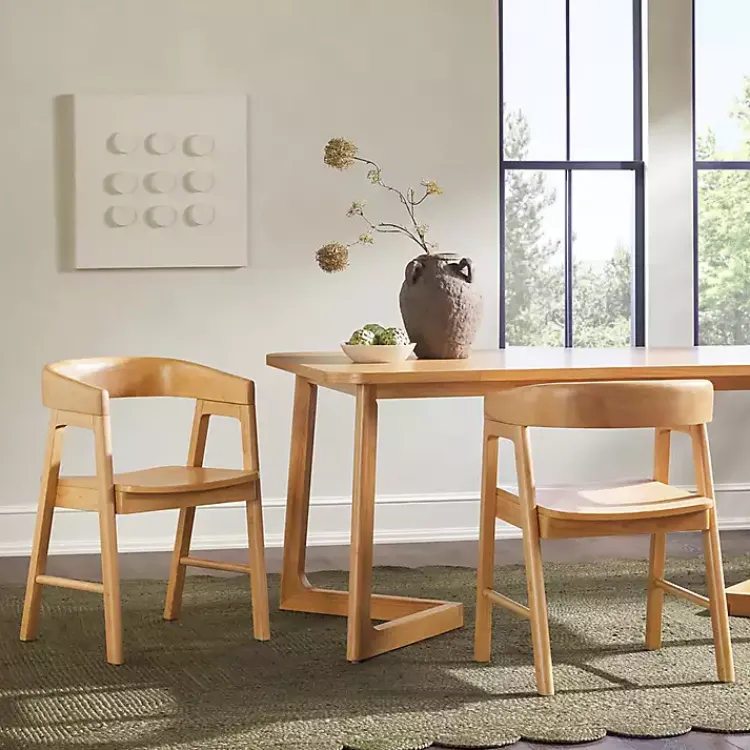 Kirklands Home Dining Chairs|Natural Rounded Modern Dining Chairs, Set of 2 Tan
