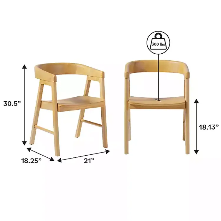 Kirklands Home Dining Chairs|Natural Rounded Modern Dining Chairs, Set of 2 Tan