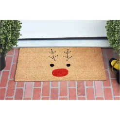 Kirklands Home Doormats|Natural Rudolph Coir and Vinyl Doormat, 29 in. Tan