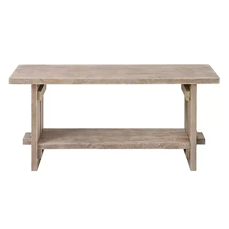 Kirklands Home Benches & Ottomans|Natural Rustic Whitewashed Mango Wood Bench Tan
