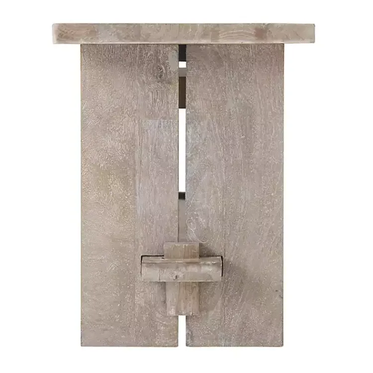 Kirklands Home Benches & Ottomans|Natural Rustic Whitewashed Mango Wood Bench Tan