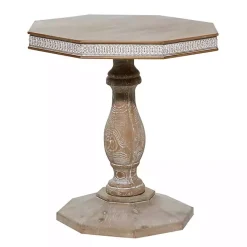 Kirklands Home Accent & End Tables|Natural Rustic Wood Octagon Accent Table