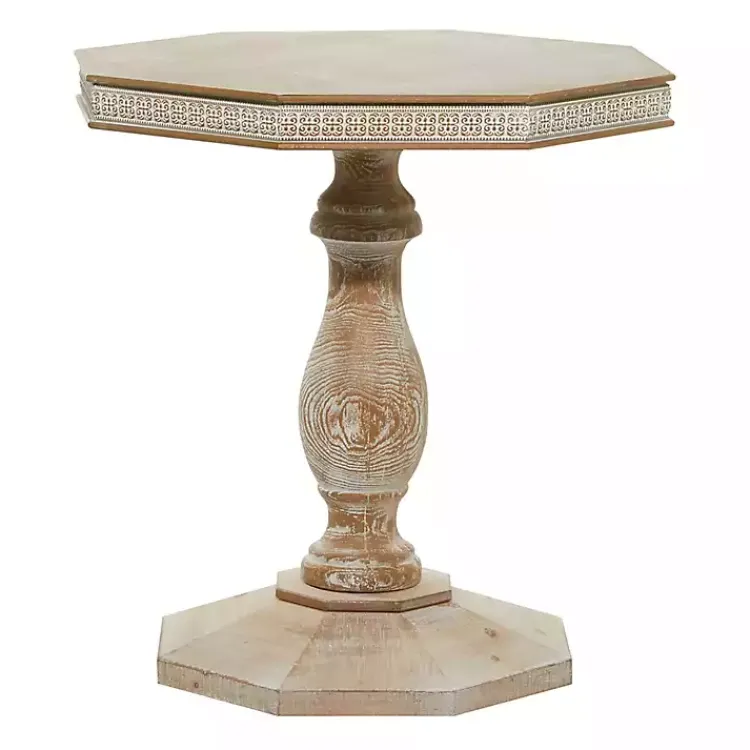 Kirklands Home Accent & End Tables|Natural Rustic Wood Octagon Accent Table
