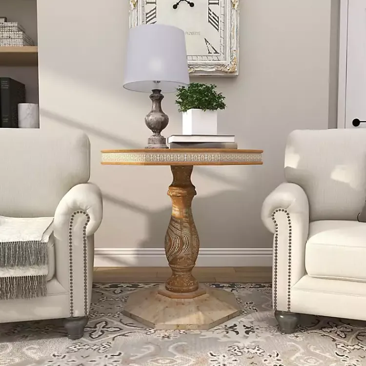 Kirklands Home Accent & End Tables|Natural Rustic Wood Octagon Accent Table