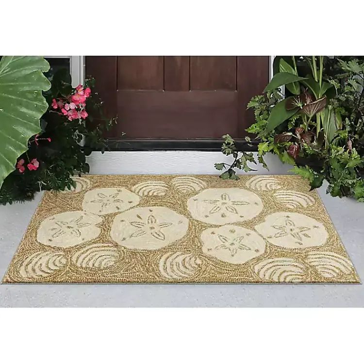 Kirklands Home Outdoor Rugs|Natural Sand Dollar Outdoor Accent Rug