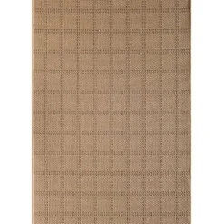 Kirklands Home Outdoor Rugs|Natural Santorini Grid Outdoor Area Rug, 6x9 Tan