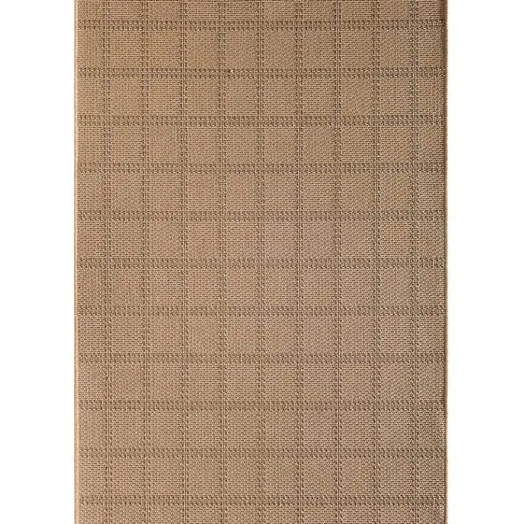 Kirklands Home Outdoor Rugs|Natural Santorini Grid Outdoor Area Rug, 6x9 Tan