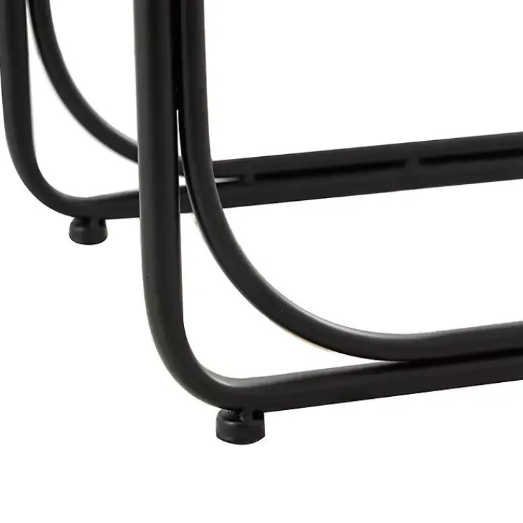 Kirklands Home Accent & End Tables|Natural Seagrass and Black Metal C-Table Tan