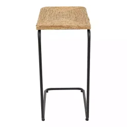 Kirklands Home Accent & End Tables|Natural Seagrass and Black Metal C-Table Tan