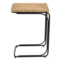 Kirklands Home Accent & End Tables|Natural Seagrass and Black Metal C-Table Tan