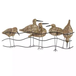 Kirklands Home Wall Plaques|Natural Seagrass and Metal Birds Wall Plaque