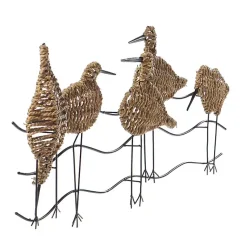 Kirklands Home Wall Plaques|Natural Seagrass and Metal Birds Wall Plaque