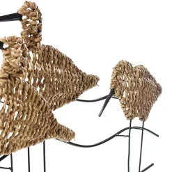 Kirklands Home Wall Plaques|Natural Seagrass and Metal Birds Wall Plaque