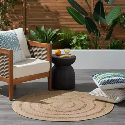 Kirklands Home Area Rugs|Natural Seagrass Indoor/Outdoor Area Rug, 5x5 Tan