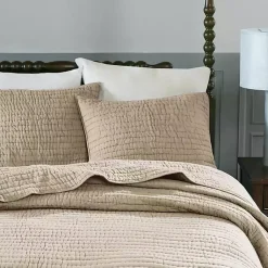 Kirklands Home Bedspreads & Coverlets|Natural Serene Quilted 3-pc. Queen Coverlet Set Tan
