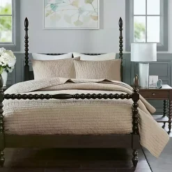Kirklands Home Bedspreads & Coverlets|Natural Serene Quilted 3-pc. King Coverlet Set Tan