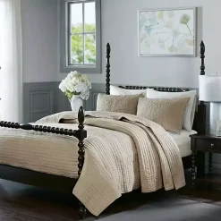 Kirklands Home Bedspreads & Coverlets|Natural Serene Quilted 3-pc. King Coverlet Set Tan