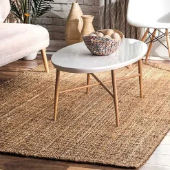 Kirklands Home Area Rugs|Natural Solid Addy Area Rug, 5x8 Tan