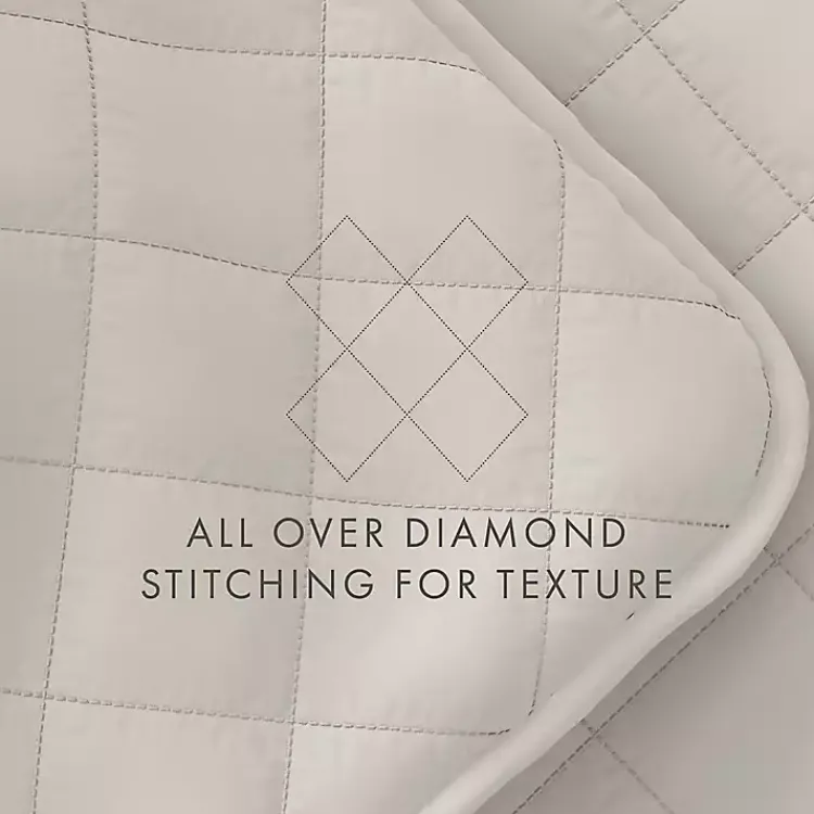 Kirklands Home Quilts|Natural Stitched Diamond 2-pc. Twin Quilt Set Ivory
