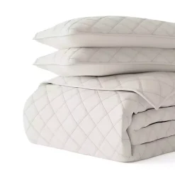 Kirklands Home Quilts|Natural Stitched Diamond 3-pc. Queen Quilt Set Ivory