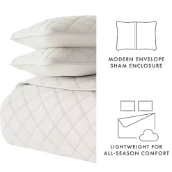 Kirklands Home Quilts|Natural Stitched Diamond 3-pc. King Quilt Set Ivory