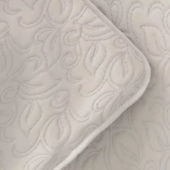 Kirklands Home Quilts|Natural Stitched Floral 3-pc. King Quilt Set Ivory