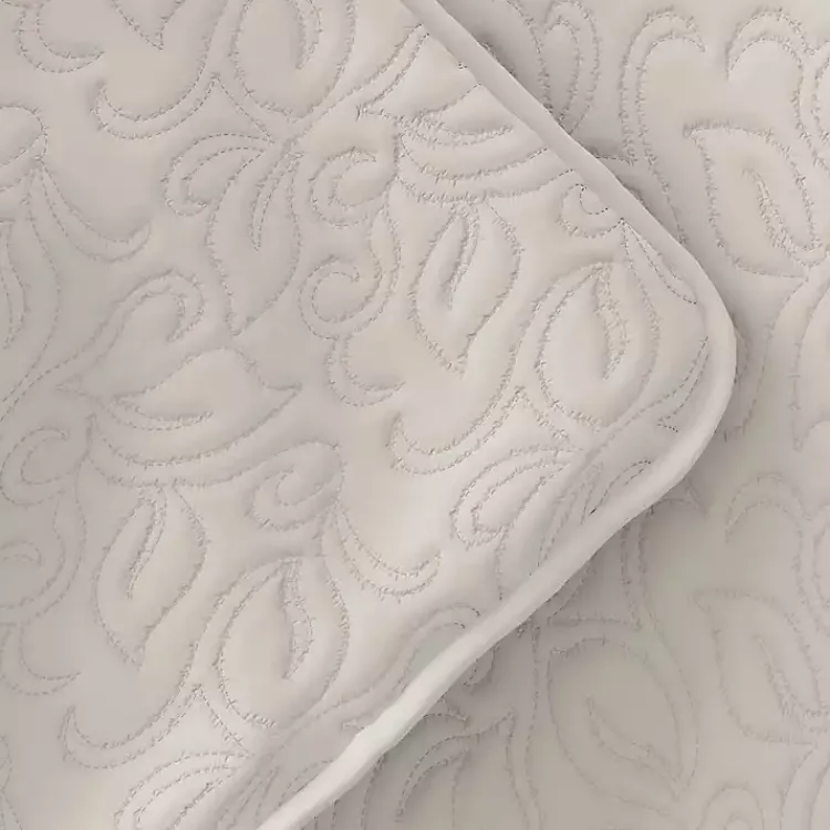 Kirklands Home Quilts|Natural Stitched Floral 3-pc. King Quilt Set Ivory