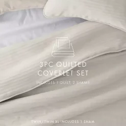 Kirklands Home Quilts|Natural Stitched Stripes 3-pc. Queen Quilt Set