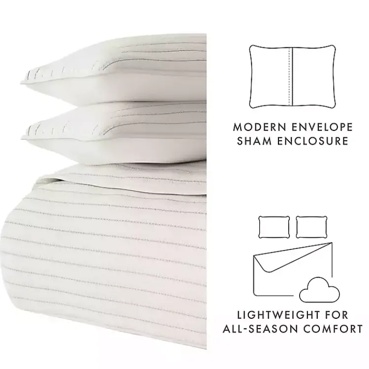 Kirklands Home Quilts|Natural Stitched Stripes 3-pc. King Quilt Set