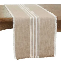 Kirklands Home Table Linens|Natural Striped Fringe Table Runner, 72 in. Tan