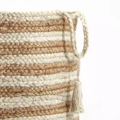 Sale Natural Striped Jute Basket with Handles, 19 in. Baskets & Boxes