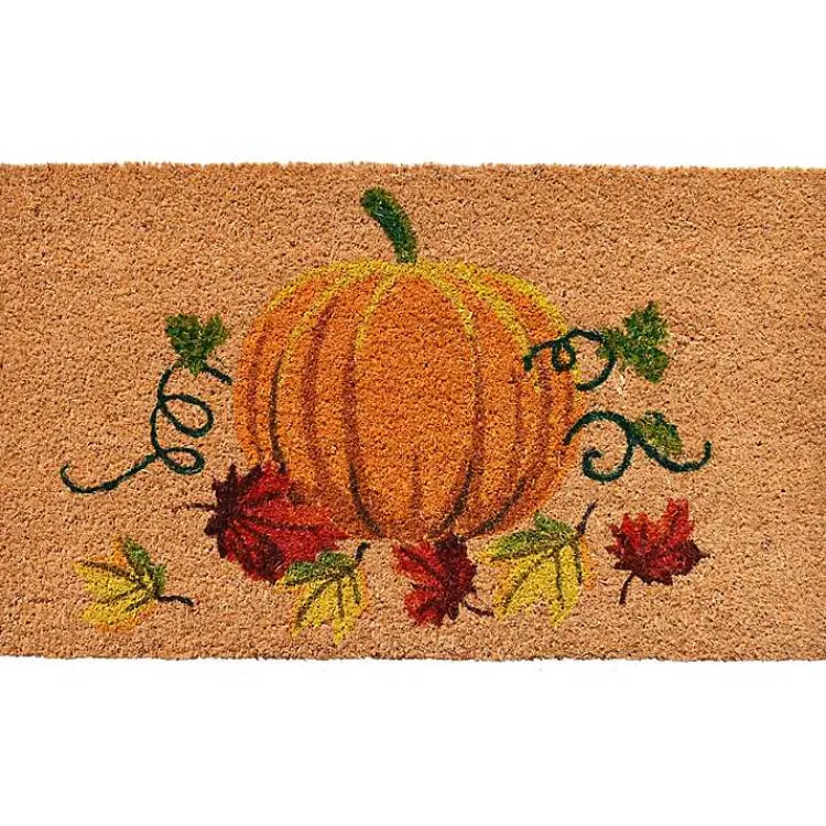 Sale Natural Tan Coir Harvest Pumpkin Doormat Fall