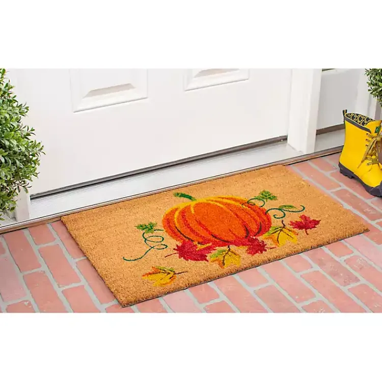 Sale Natural Tan Coir Harvest Pumpkin Doormat Fall