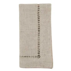 Kirklands Home Table Linens|Natural Hemstitch Boarder Napkins, Set of 12 Tan