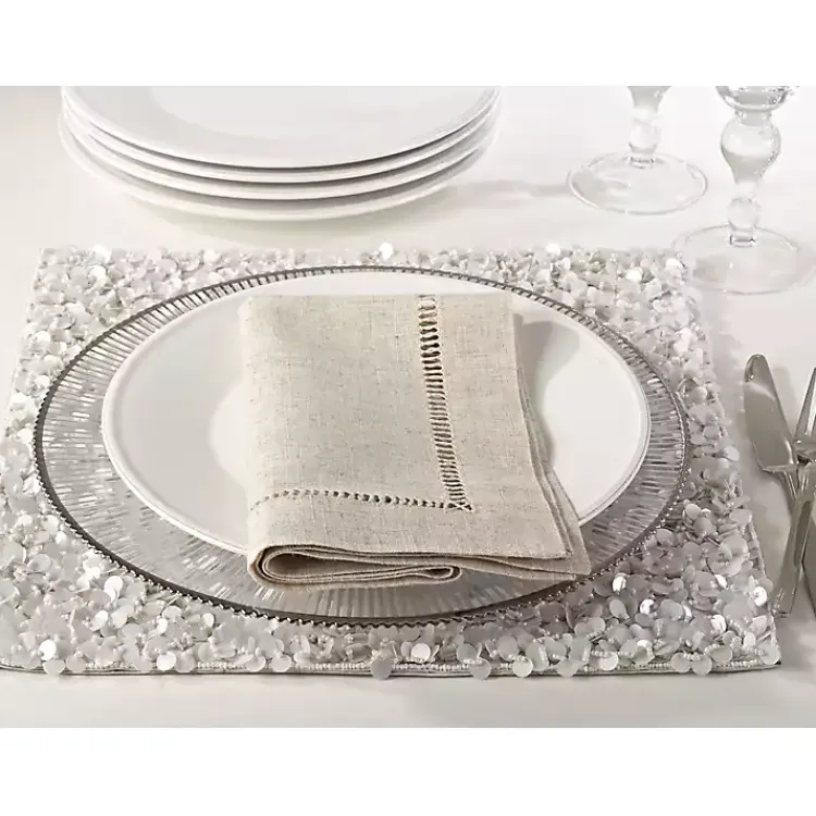 Kirklands Home Table Linens|Natural Hemstitch Boarder Napkins, Set of 12 Tan