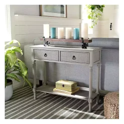 Kirklands Home Console Tables|Natural Textured 2-Drawer Console Table Tan