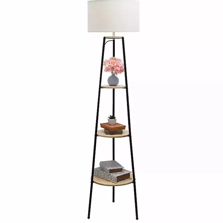 Kirklands Home Floor Lamps|Natural 3-Tier Tripod Floor Lamp