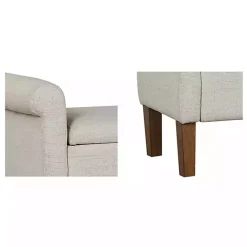 Kirklands Home Benches & Ottomans|Natural Upholstered Aubrey Storage Bench Ivory