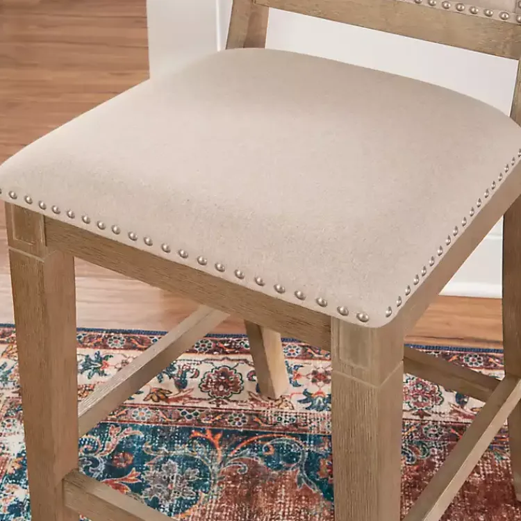 Kirklands Home Bar Stools & Counter Height Stools|Natural Upholstered Wood Frame Counter Stool Tan
